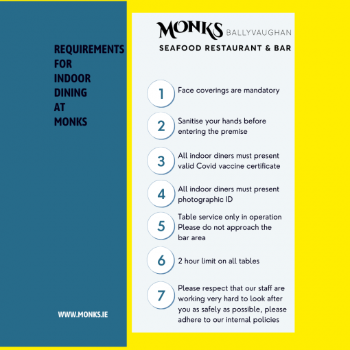 Guidelines for dining at Monks