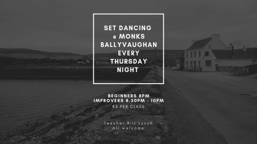 Poster advertising Set Dancing at Monks Ballyvaughan